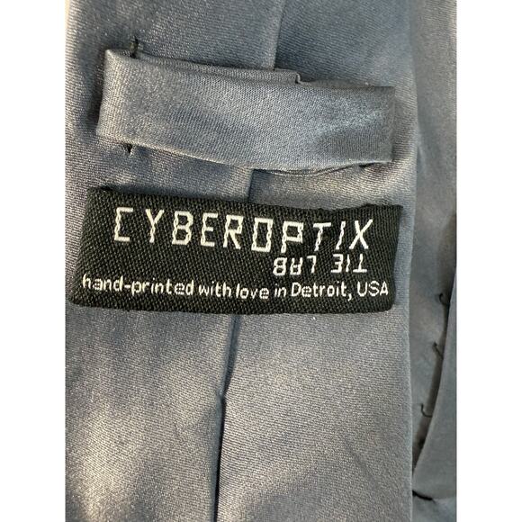 Men's CYBEROPTIX THE LAB Nautical Boat Anchor 100% Silk Silver Gray Neck Tie - Picture 3 of 4